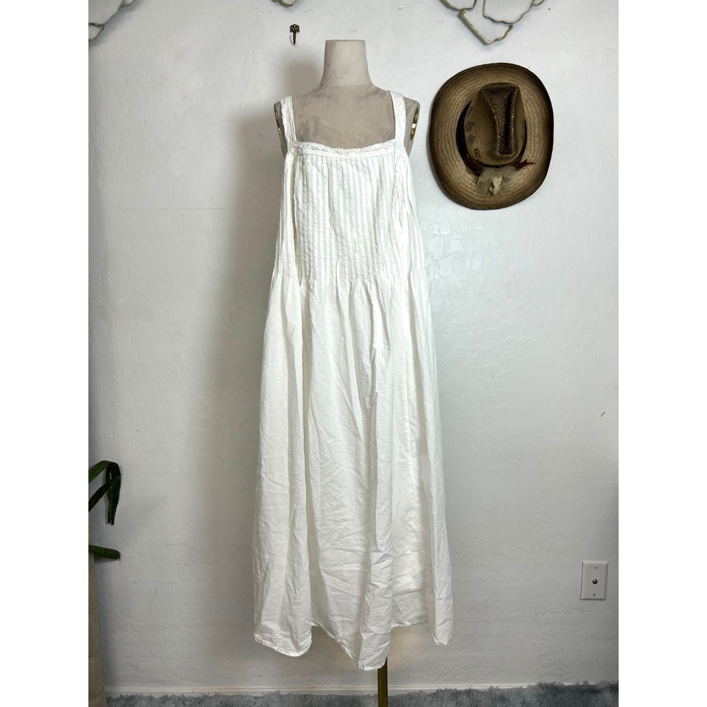 Ava & Viv White Cotton Smocked Back Midi Dress Eyelet Trim Tiered Plus Sz 2X